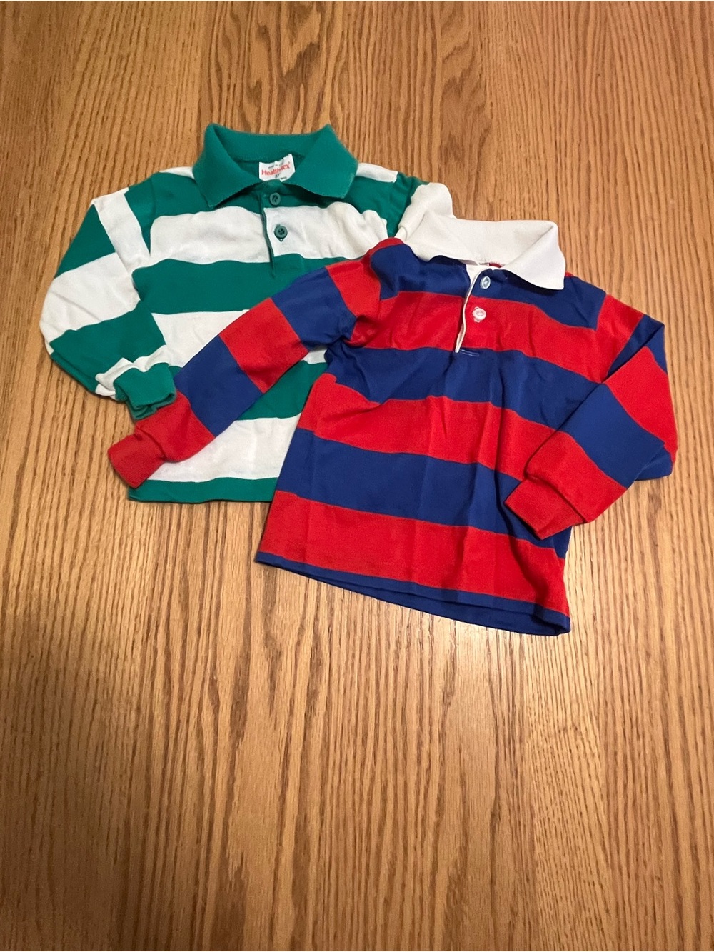 Vintage Health-Tex Lot Of 2, 3t Shirts Colors Stripe Long Sleeve Polo - USA
